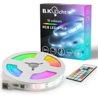 B.K.Licht I Striscia LED RGBIC USB 5 m I Sensore musicale I Sincronizzazione musicale I Striscia luminosa I LED Chaser I Striscia con telecomando cambia colore I Striscia luminosa autoadesiva
