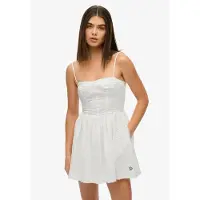 Superdry per donna. W8012023A Mini abito bianco con ricami a canotta (XL), Casual, Cotone, Senza maniche / cinghie