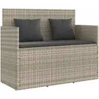 The Living Store Panchina da giardino con cuscini in poly rattan grigio chiaro