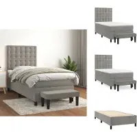 vidaXL Letto a molle con materasso grigio chiaro 90x200 cm in velluto - Letti e strutture letto