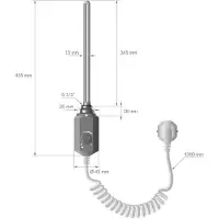 OEM Radiatore elettrico da bagno con elemento riscaldante da 1200 W, 600 x 1500 mm, antracite, montaggio a destra con attacco laterale