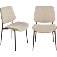 Signature - Lotto di 2 sedie in tessuto trapuntato beige H82,5 cm - GISELLE