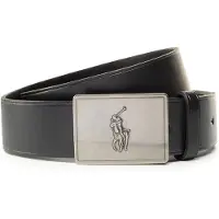 Ralph Lauren per uomo. 405691693001 Cintura in pelle con fibbia a piastra raffigurante un cavallo nero (32), Casual, Classico