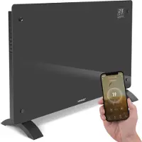 Vonroc Termoconvettore Elettrico Smart 1000W/2000W in Vetro Grigio WiFi