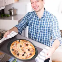 OEM Piastra per pizza Acciaio al carbonio, 30 cm, rotonda, forata, grigia, per forno.