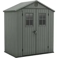Dmora Casetta da Giardino Osoyoos 122x190x221h cm Verde, Resistente Agli Agenti Atmosferici Presenza Finestre