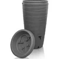 Markenlos Cisterna per l'acqua piovana da 240 litri in plastica Wave Design - rubinetto per cisterna - raccoglitore di acqua piovana da giardino - grigio