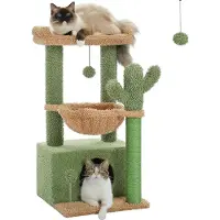 Markenlos Albero per gatti con amaca - Tiragraffi per gatti - 102 cm - Verde