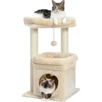Markenlos Tiragraffi per gatti di piccola taglia - torre per gatti a più livelli - rivestita in sisal - accogliente casetta per gatti - ampia zona di riposo per gatti - per gatti da interno