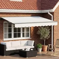 Prolenta Maison Exclusive - Tenda da sole elettrica solare, dimensioni 3,5 x 2,5 m, colore bianco, 100% poliestere
