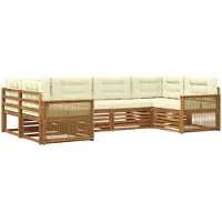 vidaXL Set da salotto da esterno , 6 pezzi, legno massello di acacia naturale e color crema