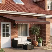 Prolenta Maison Exclusive - Tenda da sole elettrica solare, dimensioni 4,5 x 3,5 m, colore marrone, 100% poliestere