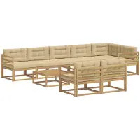vidaXL Set da salotto da esterno , 9 pezzi, bianco e beige, in poliestere