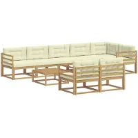 vidaXL Set da salotto da esterno , 9 pezzi, bianco e crema, in poliestere