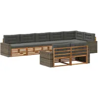 vidaXL Set da salotto da esterno , 8 pezzi, colore naturale e antracite