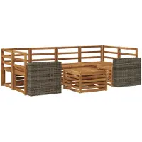 vidaXL Set da salotto da esterno , 7 pezzi, in legno massello di acacia naturale