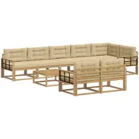 vidaXL Set da salotto da esterno , 9 pezzi, bianco e beige, in poliestere