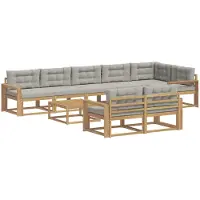 vidaXL Set da salotto da esterno , 9 pezzi, bianco e grigio chiaro, in poliestere