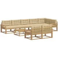 vidaXL Set da salotto da esterno , 9 pezzi, bianco e beige, in poliestere