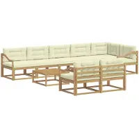 vidaXL Set da salotto da esterno , 9 pezzi, bianco e crema, in poliestere