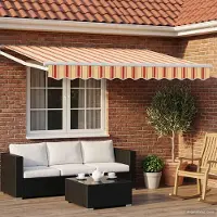 Prolenta Maison Exclusive - Tenda da sole manuale, dimensioni 3,5 x 2 metri, a righe gialle, arancioni e bianche