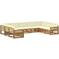 vidaXL Set da salotto da esterno , 9 pezzi, legno massello di acacia naturale e color crema
