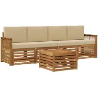 vidaXL Set da salotto da esterno , 5 pezzi, in legno massello di acacia naturale e beige