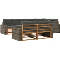 vidaXL Set da salotto da esterno , 7 pezzi, colore naturale e antracite