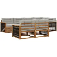 vidaXL Set da salotto da esterno, 7 pezzi, colore naturale e grigio chiaro
