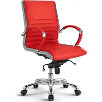 Versee Montreal sedia da ufficio in pelle rossa - sedia da scrivania ergonomica con schienale alto, comoda sedia girevole, imbottitura di alta qualità, supporta fino a 150 kg