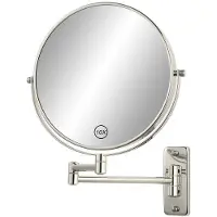 OEM Specchio da trucco da 8 pollici con montaggio a parete, ingrandimento 1X/10X, bifacciale, estraibile, orientabile a 360°, in nichel spazzolato