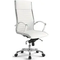 Versee Montreal sedia direzionale in pelle bianca - sedia da scrivania ergonomica, sedia da ufficio imbottita di con schienale alto, stabile fino a 150 kg di carico