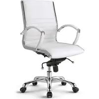 Versee Montreal sedia girevole in pelle bianca - sedia da scrivania ergonomica, sedia da ufficio imbottita di con schienale alto, stabile fino a 150 kg di carico