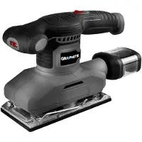 Graphite Levigatrice rotorbitale 260 W, telaio 90x187 mm, oscillazione 7000-13000 min-¹, ampiezza di oscillazione 0,8 mm, accessori: carta abrasiva, contenitore della polvere con filtro, peso 1,7 kg