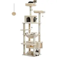 OEM Grande tiragraffi di 184 cm per gatti di taglia grande con superfici tiragraffi in sisal e cuscini - beige