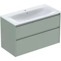 Geberit Renova Plan Ensemble lavabo pour meuble bord étroit, avec meuble sous lavabo, 2 tiroirs, 100x62,1x48cm, 504.041.IK.8, 504.041.IK.8