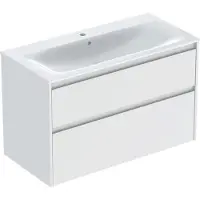 Geberit Renova Plan Ensemble lavabo pour meuble bord étroit, avec meuble sous lavabo, 2 tiroirs, 100x62,1x48cm, 504.041.00.8, 504.041.00.8