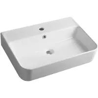 Hak Sapho Gali - Lavabo 60x42 cm, con sfioratore, foro per rubinetto, bianco TU0177