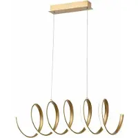 REALITY IMPORT Lampada a sospensione LED Ribbon dorata 40W, bianco neutro 3200 lm, metallo, dimensioni: 110x80x25 cm, IP20, Reality