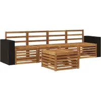 vidaXL Set da salotto da esterno , 5 pezzi, in legno massello di acacia naturale