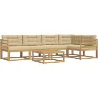 vidaXL Set da salotto da esterno , 6 pezzi, bianco e beige, in poliestere