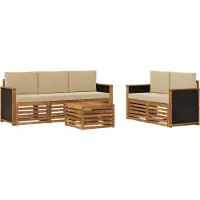 vidaXL Set da salotto da esterno , 6 pezzi, in legno massello di acacia naturale e beige