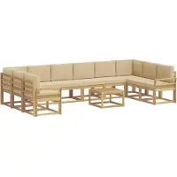 vidaXL Set da salotto da esterno, 11 pezzi, bianco e beige