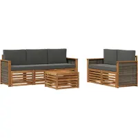 vidaXL Set da salotto da esterno , 6 pezzi, colore naturale e antracite