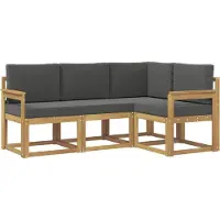 vidaXL Set di divani da esterno, 4 pezzi, bianco e antracite