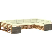 vidaXL Set da salotto da esterno , 9 pezzi, legno massello di acacia naturale e color crema