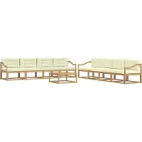 vidaXL Set da salotto da esterno , 9 pezzi, bianco e crema, in poliestere