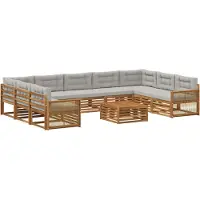 vidaXL Set da salotto da esterno, 10 pezzi, colore naturale e grigio chiaro