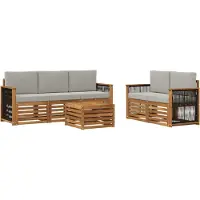 vidaXL Set da salotto da esterno, 6 pezzi, colore naturale e grigio chiaro