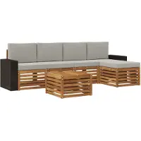 vidaXL Set da salotto da esterno, 6 pezzi, colore naturale e grigio chiaro